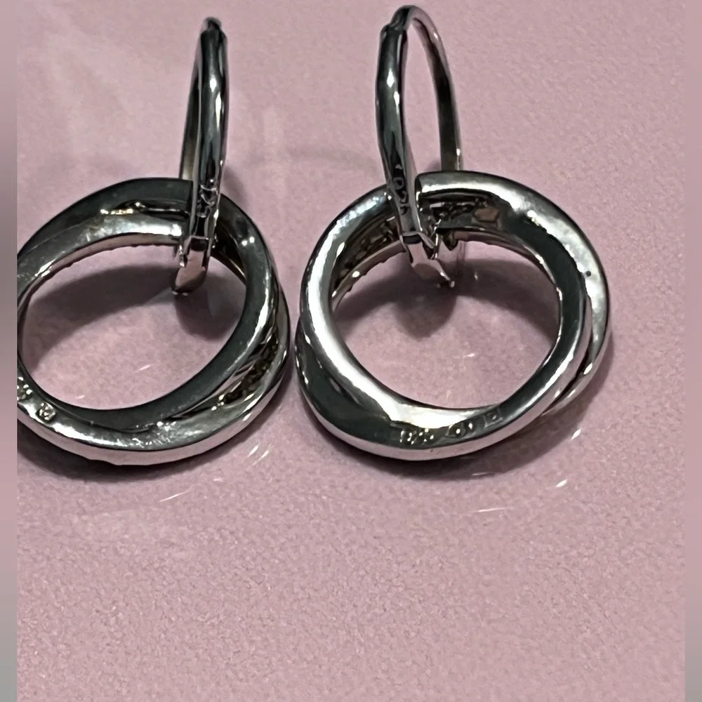 MIADORA LOVED AUTHENTIC STERLING SILVER NATURAL WHITE DIAMOND DANGLING EARRINGS